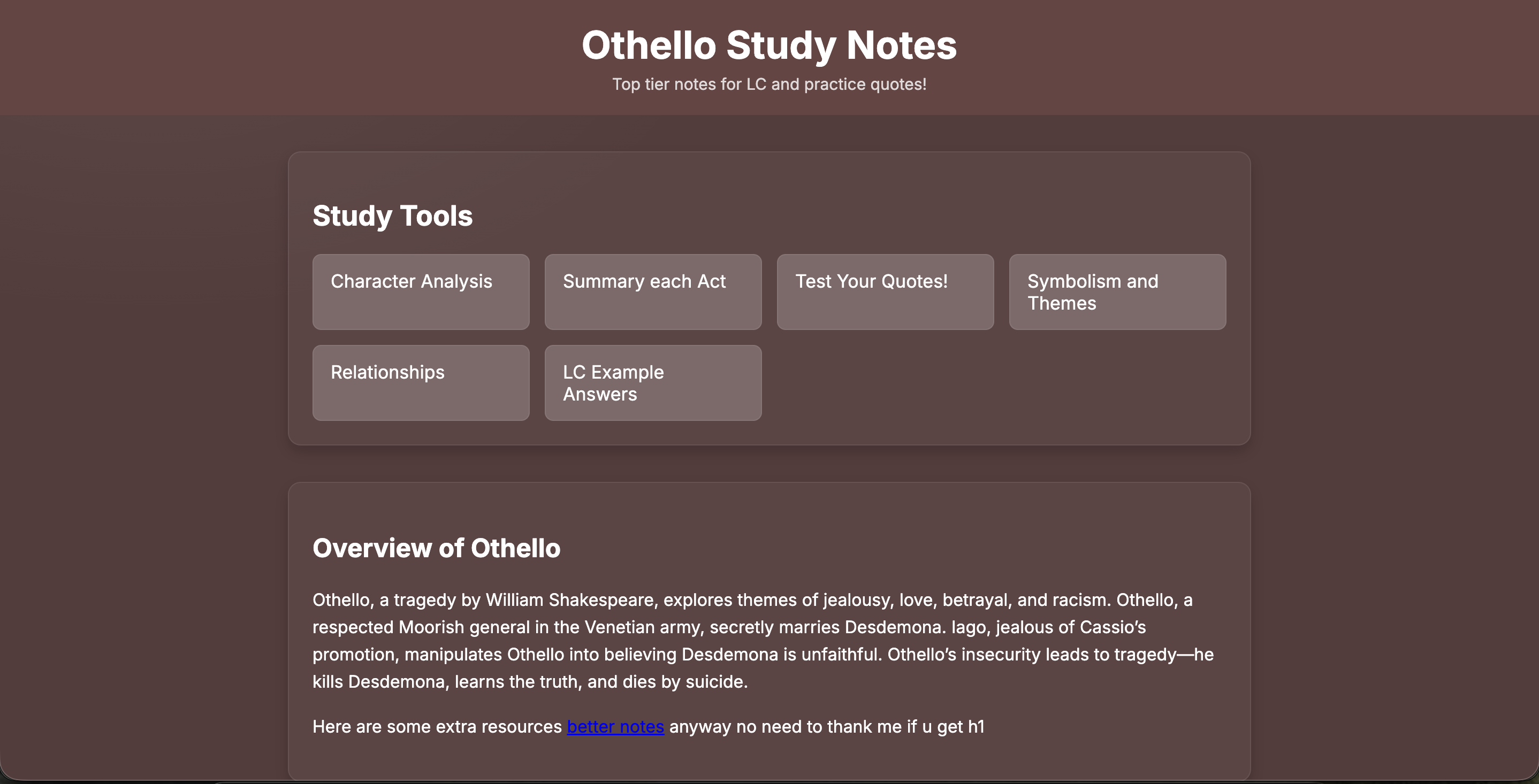 Othello Study Notes